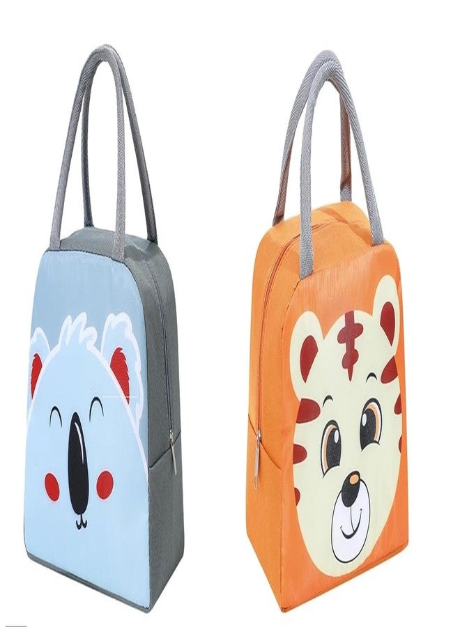 Keetly Cute Cartoon Animal Pattern Waterproof Large Capacity Lunch Box Bag for Women (Orange Blue, 2) - Image 1