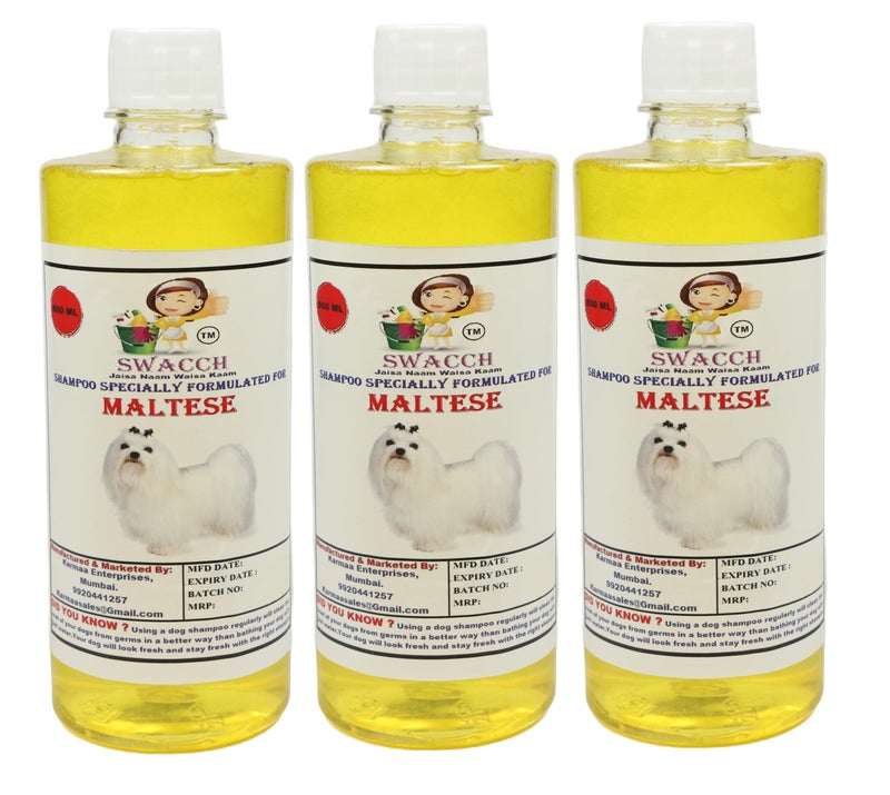 swacch Maltese Dog Shampoo + Dumbbell Toy I Durable Rubber Dog Toy for Chewing I Playing,Teeth Cleaning & Training Toy I Combo Pack I 500ml Pack of 3 Lemon - Image 2
