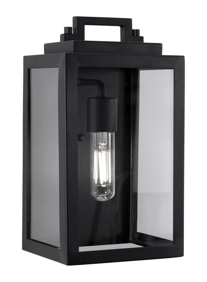 AFX Kansas 14'' Outdoor Sconce - Clear Glass Shade - Black Finish - Image 1