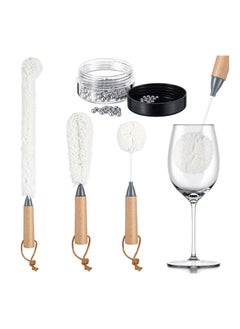 SYOSI 3 Pcs Decanter Cleaning Brush Kit Glassware Cleaner Brush 150 Pcs Decanter Cleaning Beads Flexible Bottle Scourer Reusable Tools for Glass Goblets Carafe Crystal Flute  - Image 1