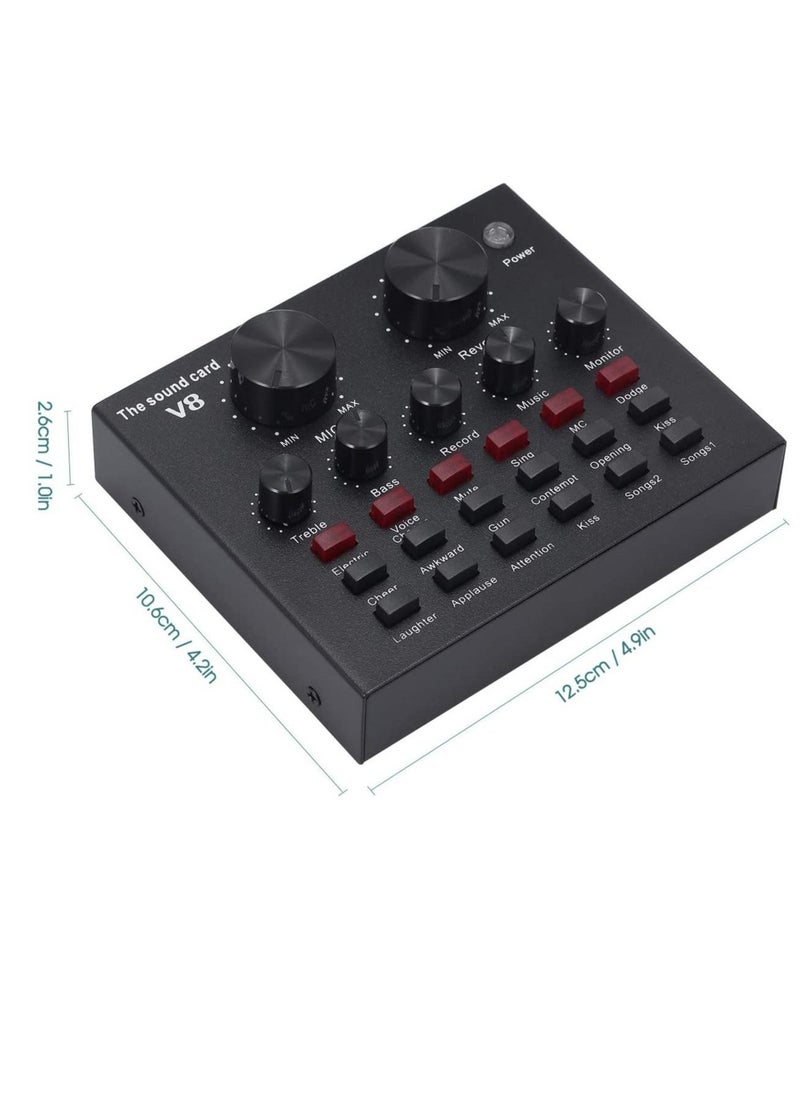 V8 Bluetooth Microphone Live USB External Sound Card DSP Chip - 12 Sound Effects for Phone Computer PC Audio Broadcast - Image 5
