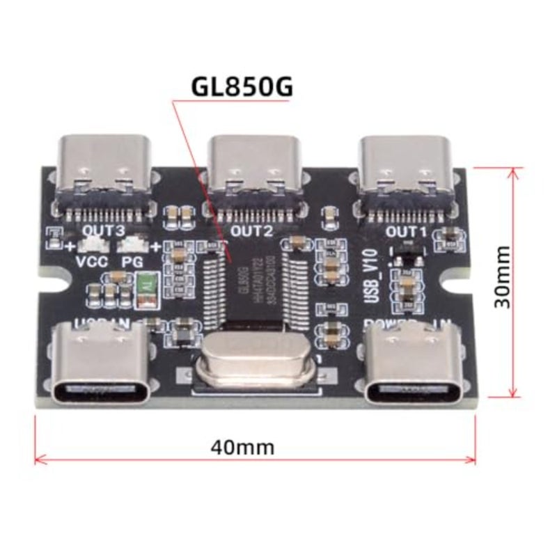 USB-C 2.0 1-to-3 Three Ports HUB Splitter PCBA Expansion Module Board PCs Multiport 3 Devices Type-C for Keyboard Mouse Scanner Printer - Image 3