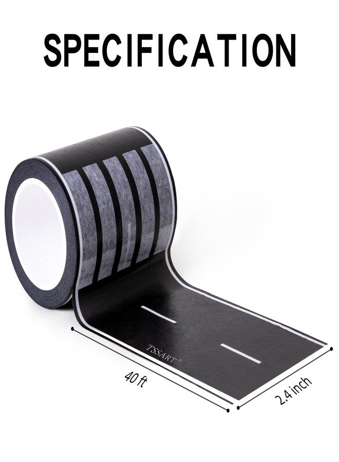 TSSART Roadway Tape - Black Residue Free Road Car Track Tape for Kids Birthday Party Racing Party Decoration - 2.4 Inch Wide 40 FT Long - Image 2