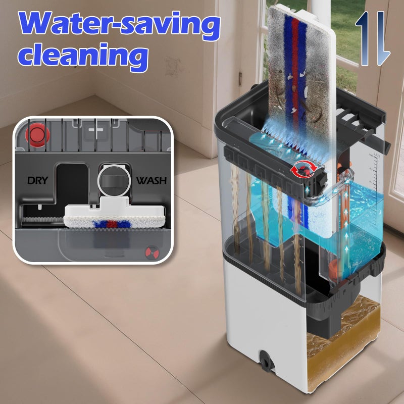 Midyb 2026 Upgraded Mop and Bucket Set,Midyb Microfiber Mops and Bucket System with 2 Pads,Mop and Bucket with Wringer Set,Automatic Separates Dirty and Clean Water,Wet and Dry Use Mops for Floor Cleaning - Image 4