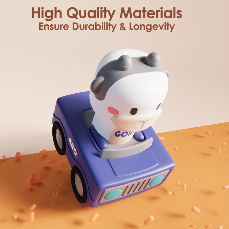 iPlay, iLearn Press to Go Car Toys for Toddlers 1-3, Baby Animal Racing Cars, Infant Play Vehicle Set, Baby Push Go Friction Car Toys for 6-9-12-18 Months, 1st Birthday Gifts for 1-2 Years Old Boys - Image 4
