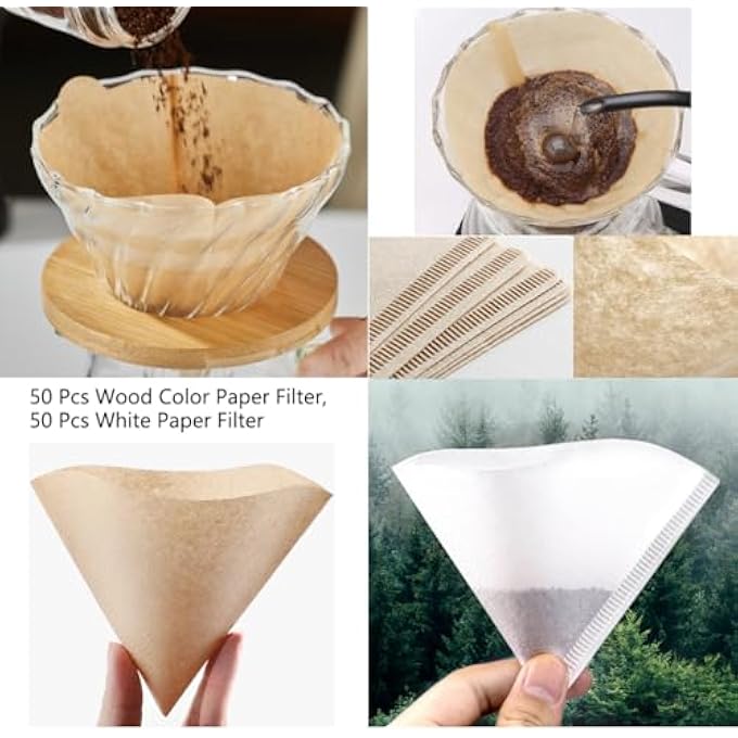مولارد طقم قهوة V60 طقم V60 طقم V60 طقم قهوة V60 كامل التنقيط طقم ماكينة صنع قهوة التنقيط V60 مكون من 4 قطع أدوات V60 هدية لمحبي القهوة - Image 4