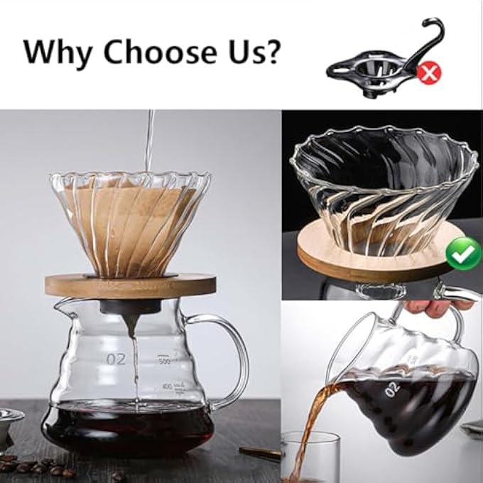 مولارد طقم قهوة V60 طقم V60 طقم V60 طقم قهوة V60 كامل التنقيط طقم ماكينة صنع قهوة التنقيط V60 مكون من 4 قطع أدوات V60 هدية لمحبي القهوة - Image 3
