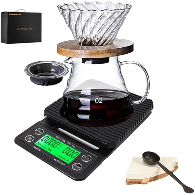 مولارد طقم قهوة V60 طقم V60 طقم V60 طقم قهوة V60 كامل التنقيط طقم ماكينة صنع قهوة التنقيط V60 مكون من 4 قطع أدوات V60 هدية لمحبي القهوة - Image 1