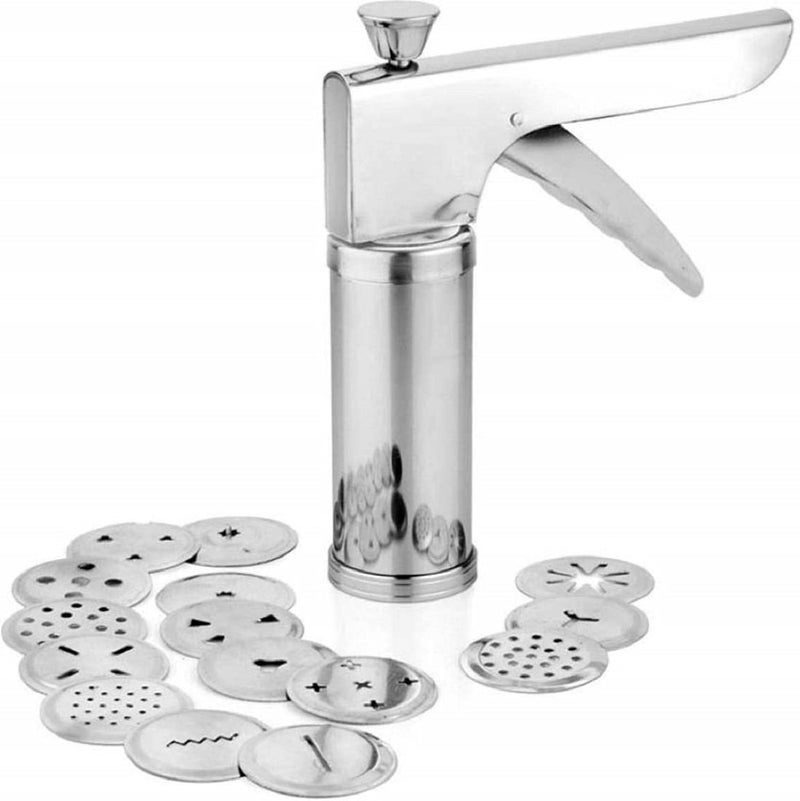SEREE SEREE Stainless Steel Kitchen Press Grater CookiesIndian SnacksMurukku MakerFarsan Sev Maker with Different Types of Stainless Steel Jalis  - Image 1