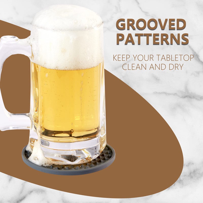 Coga Drink Coasters Set of 8 - Silicone Coasters Tabletop Protection for Any Table Type  Wood  Granite  Stone Tables  Dishwasher Safe  Coasters for Drinks Fits Any Size of Drinking Glasses (Grey) - Image 4