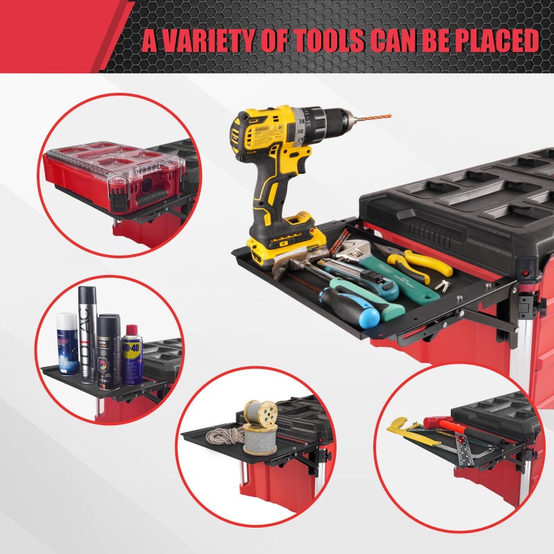 BPOPO Folding Magnetic Side Table Compatible with Milwaukee Packout Toolbox, No-Drill Packout Accessories & Organizer with Magnetic Tool Tray - Image 4