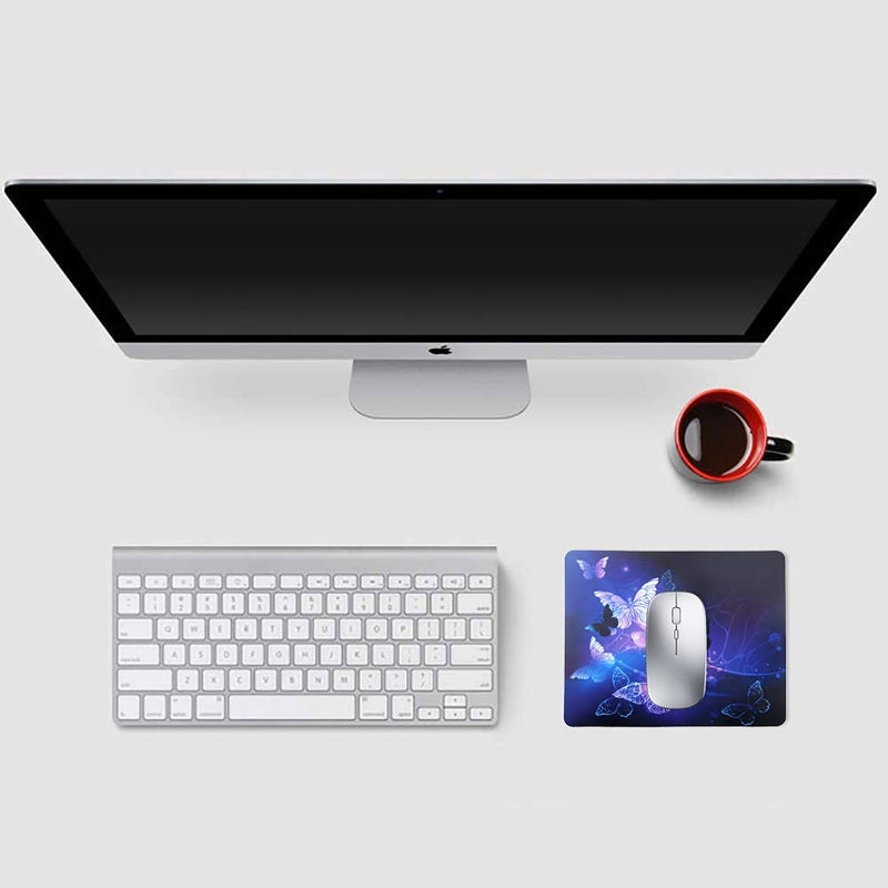 Newplenty Mouse Pad, Gaming Mouse Pad, Non-Slip Rubber Base Mouse Mat with Designs for Laptop, Computer & Office, 9.5 x 7.9 x 0.12 inches (Purple Butterflies) - Image 4