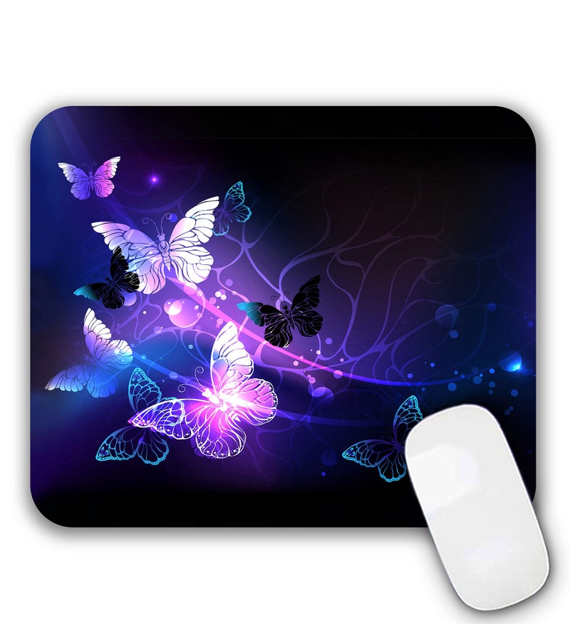 Newplenty Mouse Pad, Gaming Mouse Pad, Non-Slip Rubber Base Mouse Mat with Designs for Laptop, Computer & Office, 9.5 x 7.9 x 0.12 inches (Purple Butterflies) - Image 1