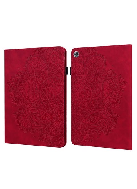 Case For Huawei MediaPad M5 lite 10.1 Peacock Embossed Pattern TPU + PU Horizontal Flip Leather Case with Holder & Card Slots & Wallet & Sleep / Wake-up Function