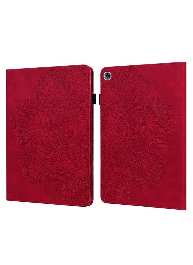 Green Tiger - Case For Huawei MediaPad M5 lite 10.1 Peacock Embossed Pattern TPU + PU Horizontal Flip Leather Case with Holder & Card Slots & Wallet & Sleep / Wake-up Function - Image 1