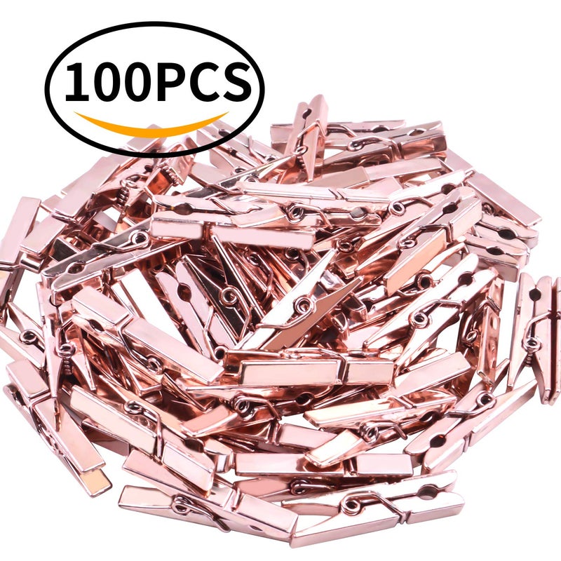 Aylifu Mini Plastic Clips, 100 Pieces Rose Gold Photo Paper Pegs Clothespins Craft Clips for Hanging Pictures Clothes Paper Arts Crafts, Length : 3.5cm - Image 4