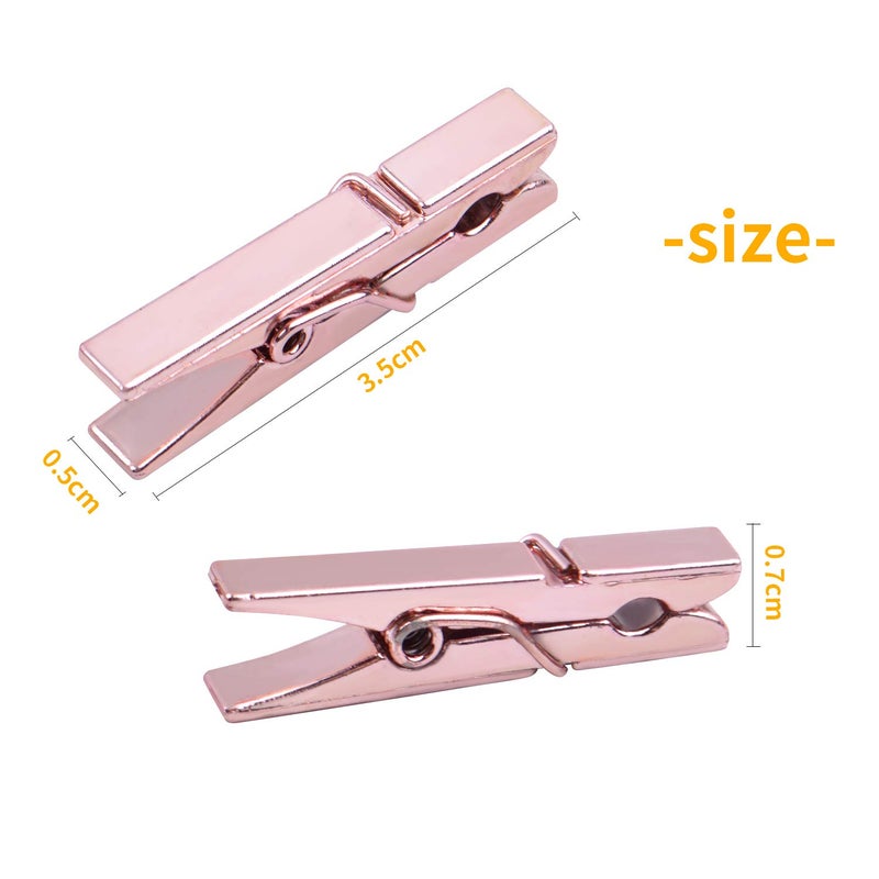 Aylifu Mini Plastic Clips, 100 Pieces Rose Gold Photo Paper Pegs Clothespins Craft Clips for Hanging Pictures Clothes Paper Arts Crafts, Length : 3.5cm - Image 5