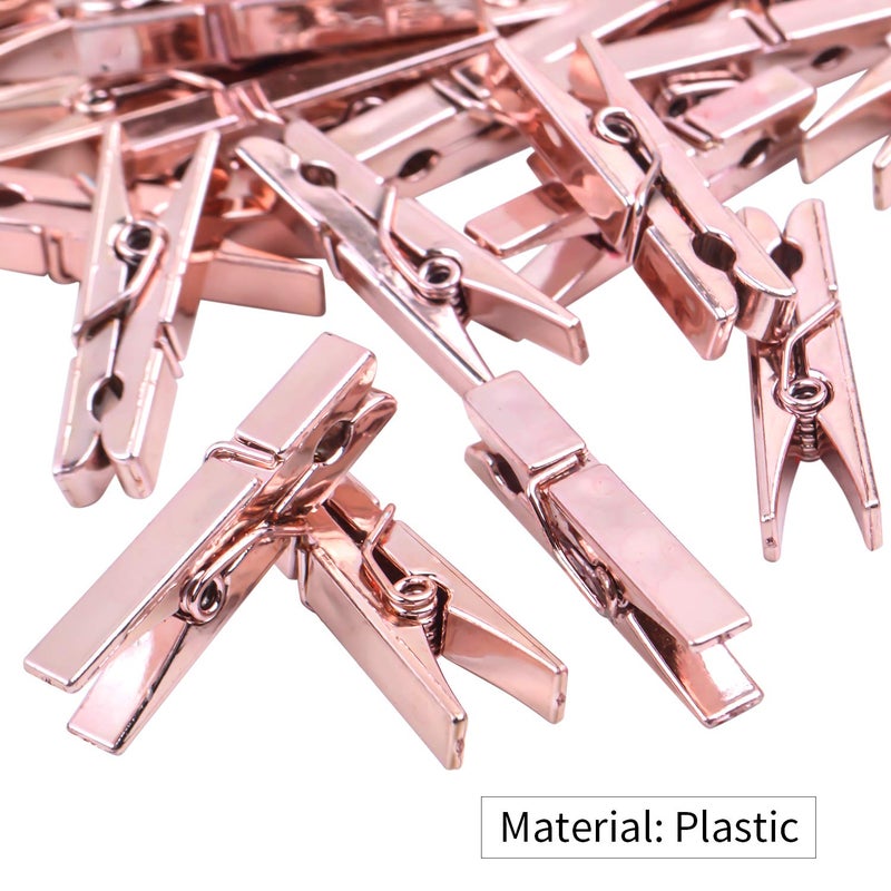Aylifu Mini Plastic Clips, 100 Pieces Rose Gold Photo Paper Pegs Clothespins Craft Clips for Hanging Pictures Clothes Paper Arts Crafts, Length : 3.5cm - Image 3