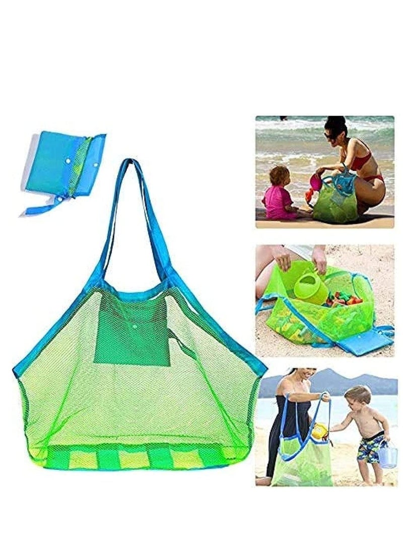 Large Portable Beach Mesh Bag Kids Toys Tote Bag Stay Away from Sand(with a bath toy duck included) - Image 1