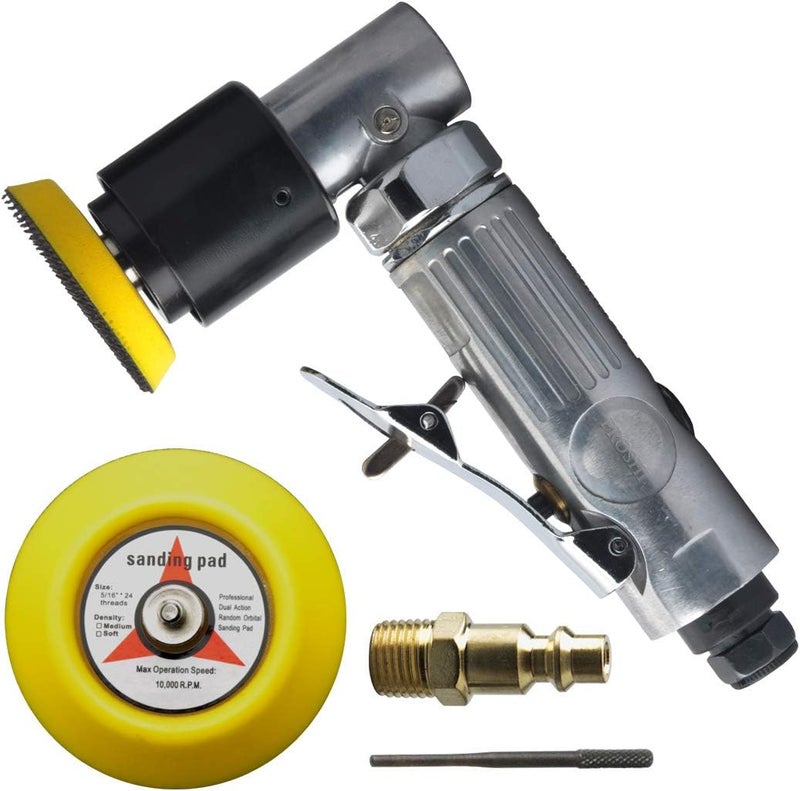 PROSHI 2" and 3" angle orbital sander, 3-inches random orbital air sander, pneumatic sander for auto sanding tools, dual-action polisher, angle head for tight work areas - Image 1