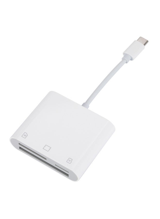 Typec Card Reader High Speed Reading CF Card Camera TF Memory Card MicroSD Three-in-one Multi-function Card Reader-color:Default