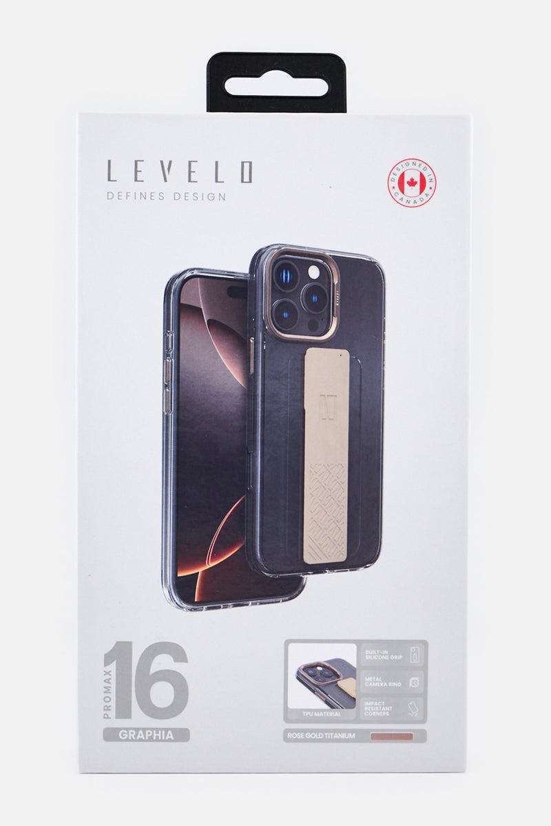 LEVELO حافظة حماية سيليكون جرافيه آيفون 16 برو ماكس، شفافة - Image 2
