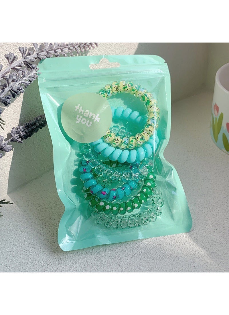 Elastic Hair Ties 2024 New Fashion 22# green 6-piece set