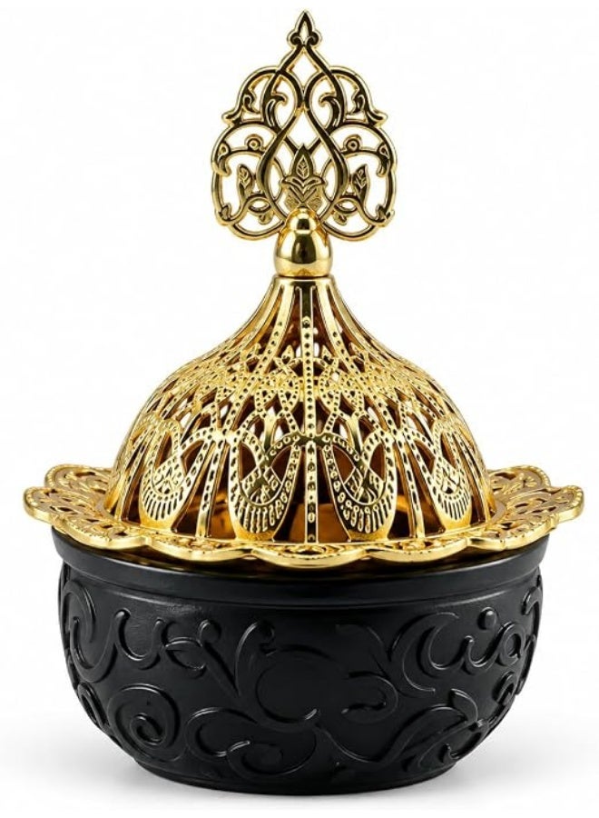amazing.EGP THE PACK | Decorative Arabic Incense Burner Bakhoor Oud Holder Black & Gold - Image 1
