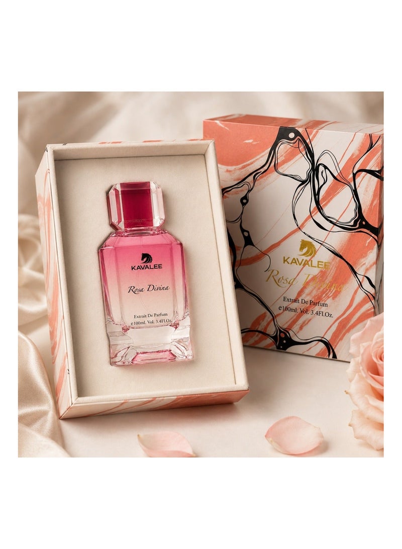 Kavalee Rosa Divina Extrait de Parfum for Unisex, 100ml - Image 3