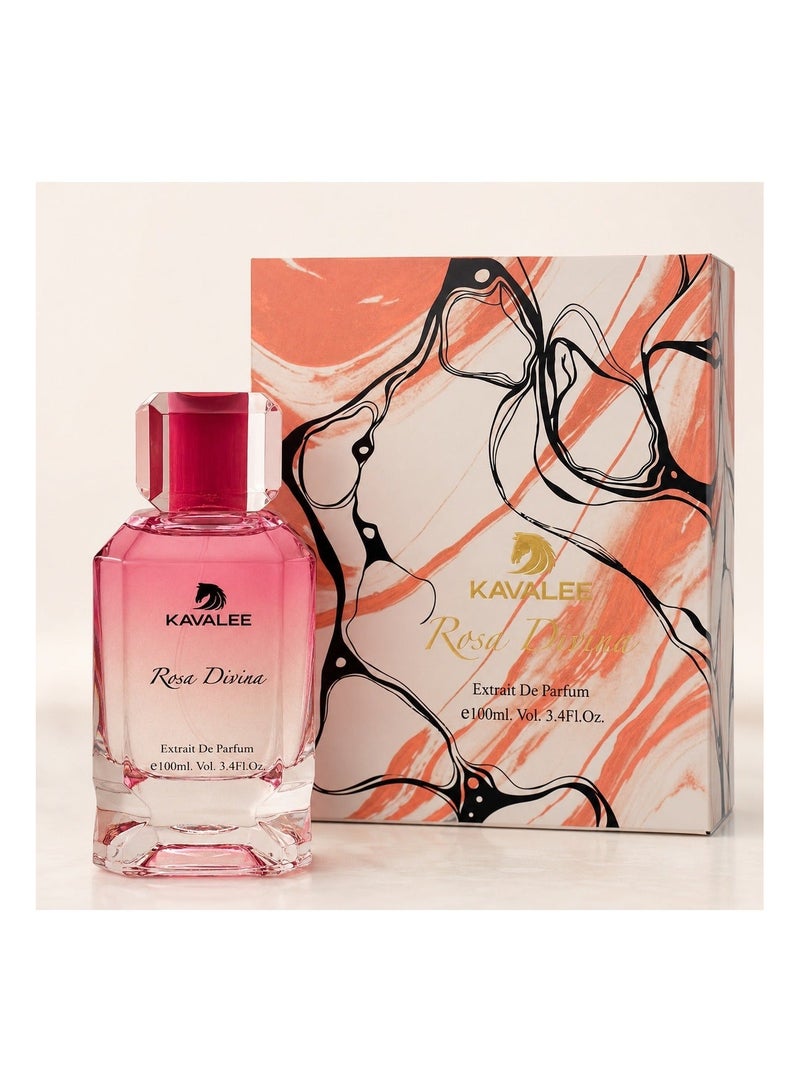 Kavalee Rosa Divina Extrait de Parfum for Unisex, 100ml - Image 1