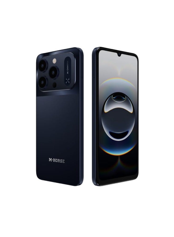 M-HORSE M17 Pro Max+ Smartphone, 8GB RAM, 128GB Storage, Dual SIM, 6.8-Inch AMOLED Display, Android 14, 4G LTE – Black - Image 1