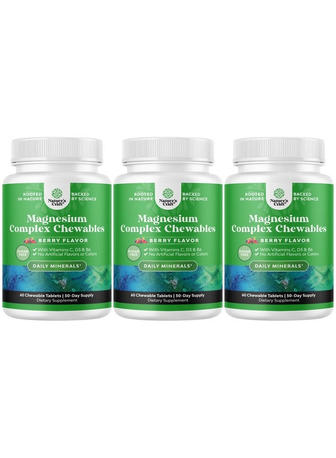Natures Craft Sugar Free Magnesium Glycinate Chewable - Chewable Magnesium for Adults & Kids with Glycinate Taurate & Citrate Complex Plus Vitamins D3 B6 & C - Vegetarian Non-GMO & No Artificial Flavors (90 Day) - Image 1