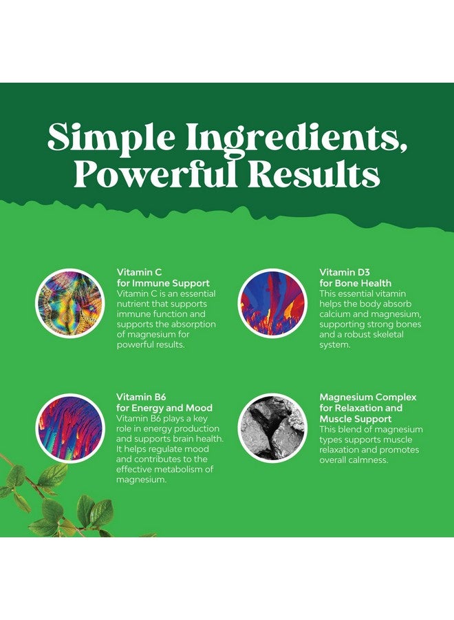 Natures Craft Sugar Free Magnesium Glycinate Chewable - Chewable Magnesium for Adults & Kids with Glycinate Taurate & Citrate Complex Plus Vitamins D3 B6 & C - Vegetarian Non-GMO & No Artificial Flavors (90 Day) - Image 5