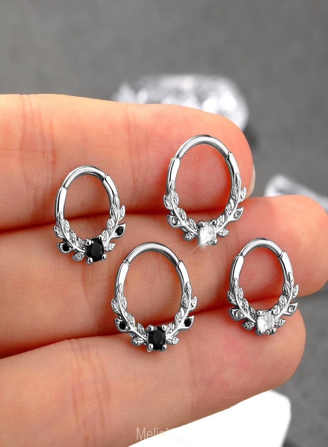 Melighting 16G Vine Septum Ring Septum Jewelry Black CZ Stainless Steel 316L 8mm Cartilage Earring Daith Piercing Jewelry For Women Septum Clicker For Men - Image 2
