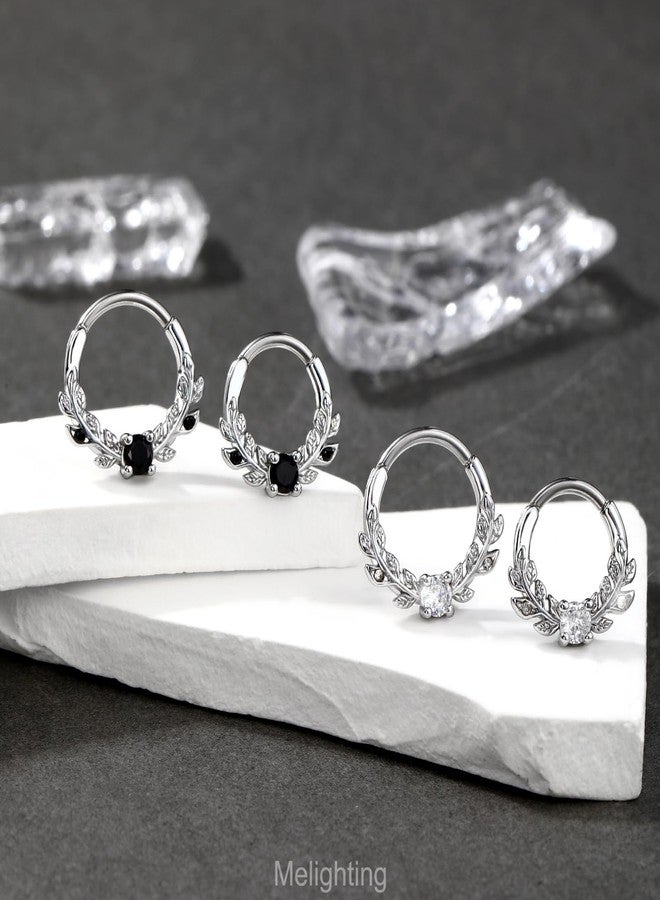 Melighting 16G Vine Septum Ring Septum Jewelry Black CZ Stainless Steel 316L 8mm Cartilage Earring Daith Piercing Jewelry For Women Septum Clicker For Men - Image 3