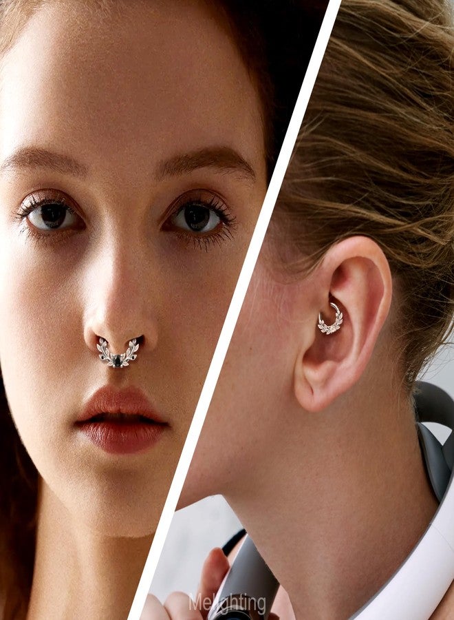 Melighting 16G Vine Septum Ring Septum Jewelry Black CZ Stainless Steel 316L 8mm Cartilage Earring Daith Piercing Jewelry For Women Septum Clicker For Men - Image 5