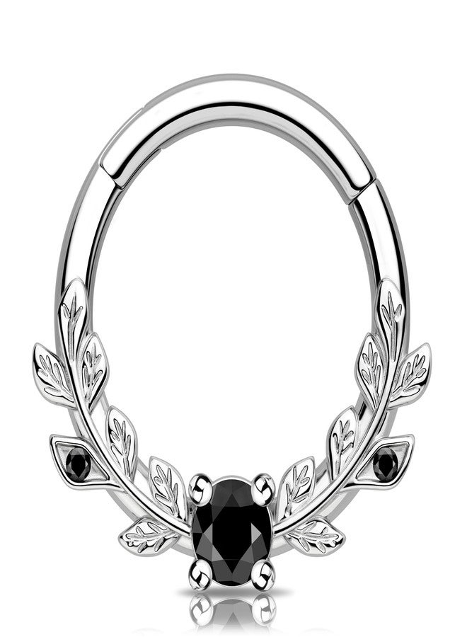 Melighting 16G Vine Septum Ring Septum Jewelry Black CZ Stainless Steel 316L 8mm Cartilage Earring Daith Piercing Jewelry For Women Septum Clicker For Men - Image 1