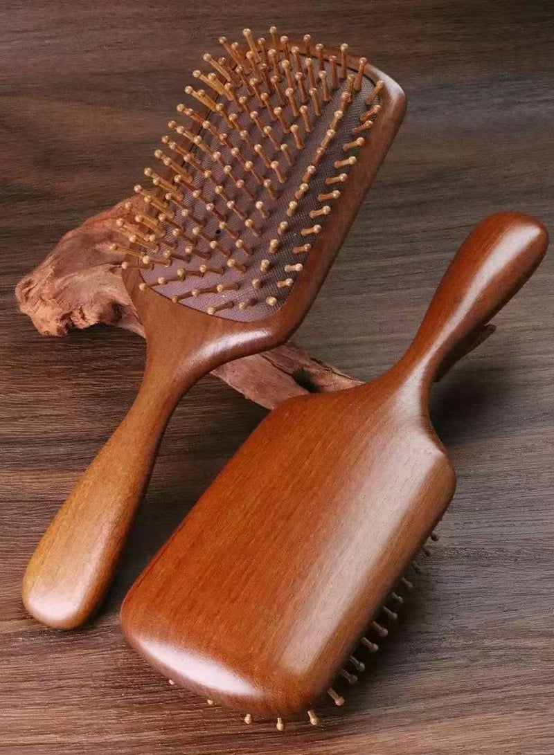 Generic Handcrafted Sandalwood Pillow-Shaped Comb, Square Scalp Massage Brush, Suitable For All Hair Types, Wooden Comb  - Image 1