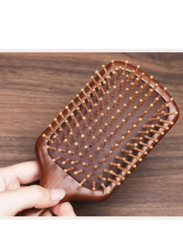 Generic Handcrafted Sandalwood Pillow-Shaped Comb, Square Scalp Massage Brush, Suitable For All Hair Types, Wooden Comb  - Image 3