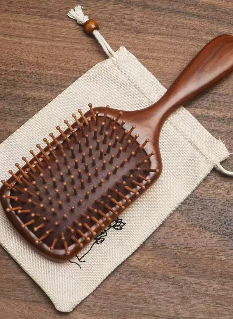 Generic Handcrafted Sandalwood Pillow-Shaped Comb, Square Scalp Massage Brush, Suitable For All Hair Types, Wooden Comb  - Image 4