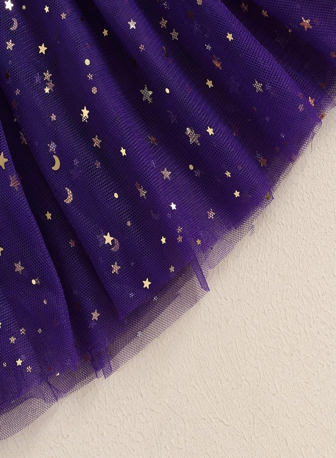 Yccutest Toddler Halloween Velvet Tutu Dress + Tulle Cape Baby Girl 2 Piece Pumpkin Costume Halloweeen Skeleton Dress Set (Purple,2-3 Years) - Image 5