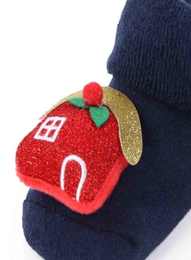 Kicks & Crawl Baby Boys & Baby Girls Anti-skid/slip Festive cheer 3D socks (Pack of 2) - Image 3