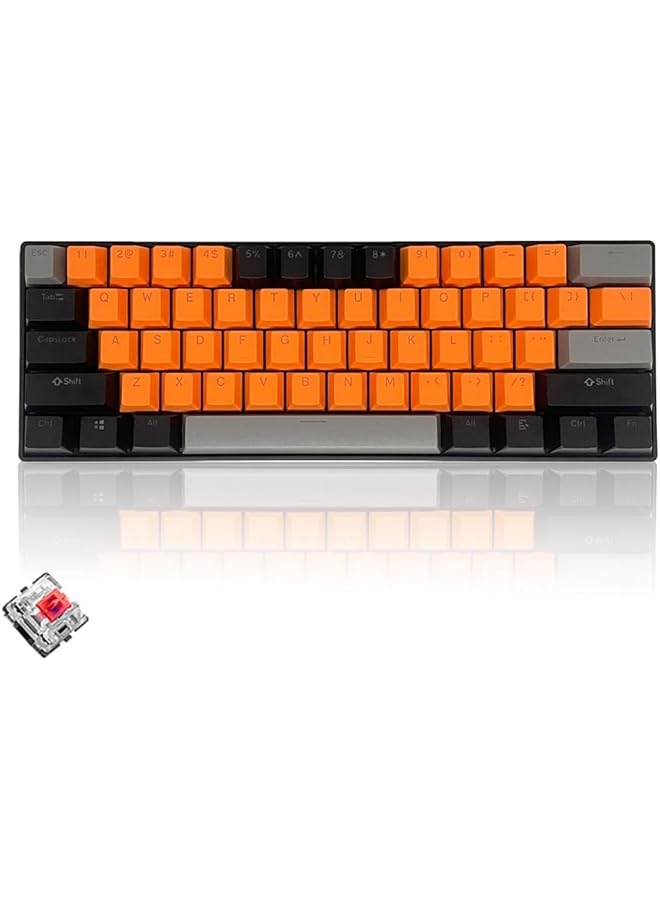 61 Keys Rgb Gaming Keyboard 60% Mini Wired Waterproof With Anti Ghosting Keyboard And Three Color Keycaps With Red Switch For Gamers(Orange Black And Dark Gray) - Image 1