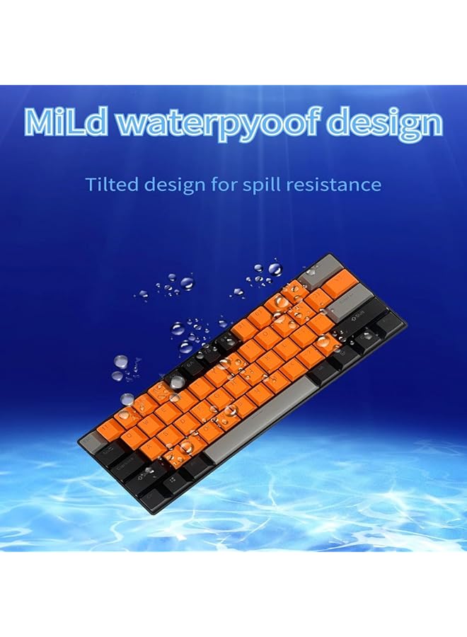 61 Keys Rgb Gaming Keyboard 60% Mini Wired Waterproof With Anti Ghosting Keyboard And Three Color Keycaps With Red Switch For Gamers(Orange Black And Dark Gray) - Image 5