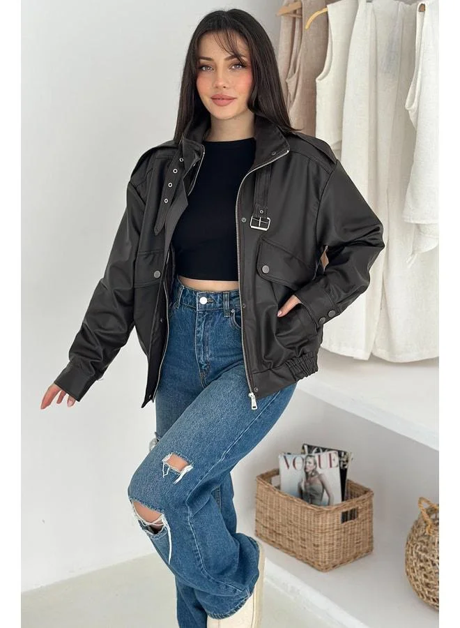 Noa Noa Women's Lined Leather Jacket – Powerful & Urban Style