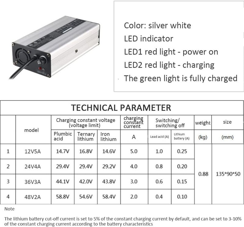 ZCBYBT Electric Bicycle Battery Charger 12V 5A - Image 3