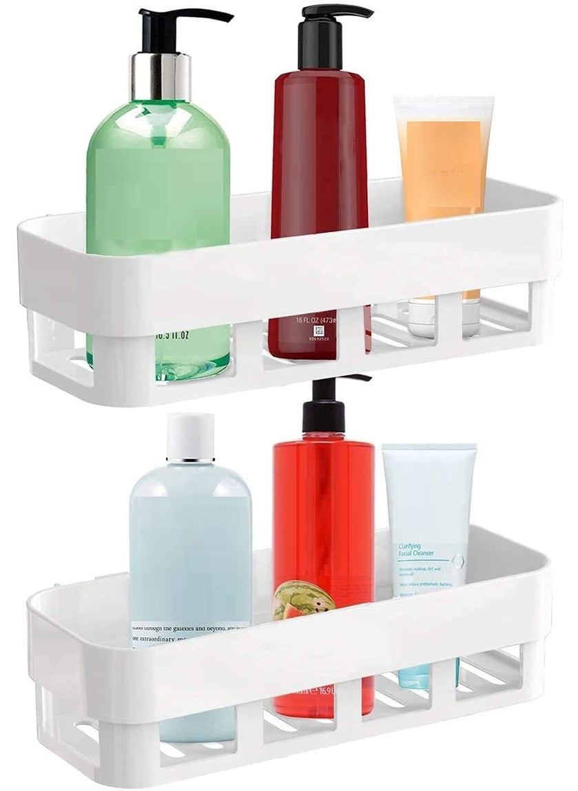 MANAVA INDULGE IN LUXURY Multipurpose SelfAdhesive Plastic Wall Shelf for Kitchen and Bathroom with Double Layer Soap Box and Hanging Tray in MultiColoured Design