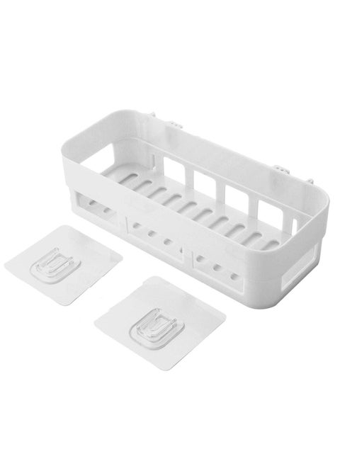 MANAVA INDULGE IN LUXURY Multipurpose SelfAdhesive Plastic Wall Shelf for Kitchen and Bathroom with Double Layer Soap Box and Hanging Tray in MultiColoured Design