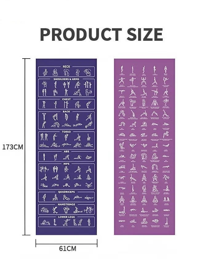RAWAID Yoga Mat for Women & Men – 4mm Thick, 68x24 Inch Non-Slip Fitness Mat with 75 Poses Printed | Eco-Friendly Workout & Pilates Mat for Home or Gym Use - Image 4