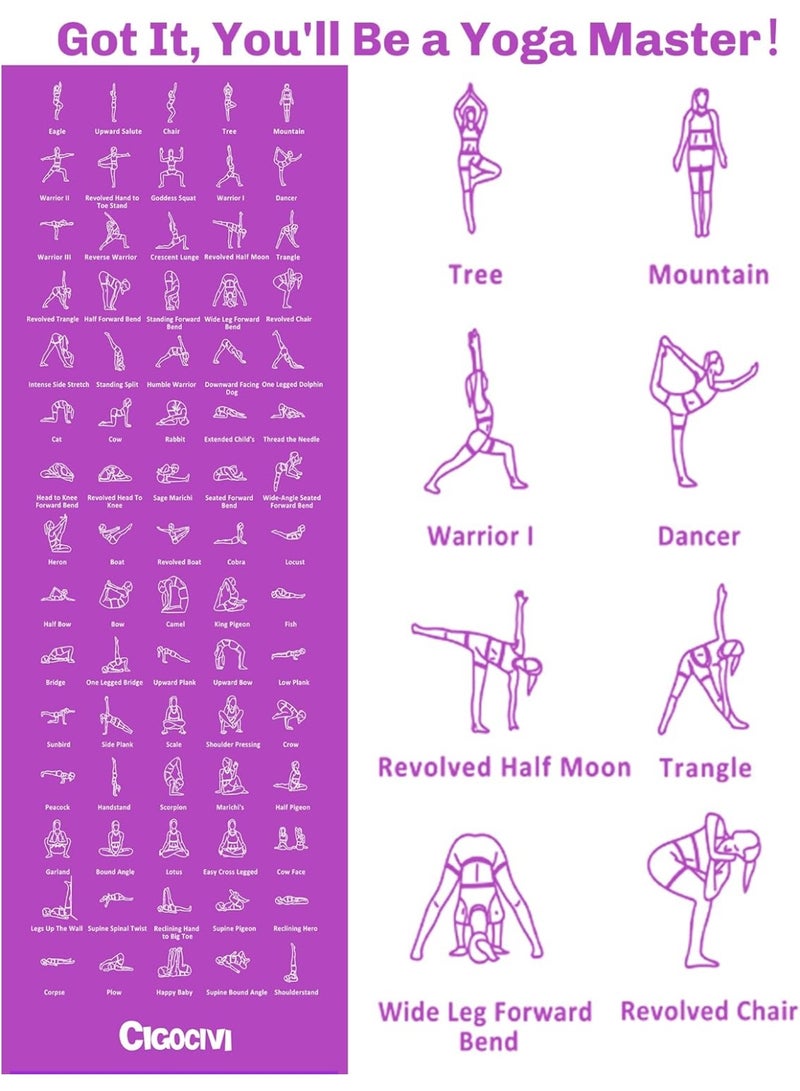 RAWAID Yoga Mat for Women & Men – 4mm Thick, 68x24 Inch Non-Slip Fitness Mat with 75 Poses Printed | Eco-Friendly Workout & Pilates Mat for Home or Gym Use - Image 5